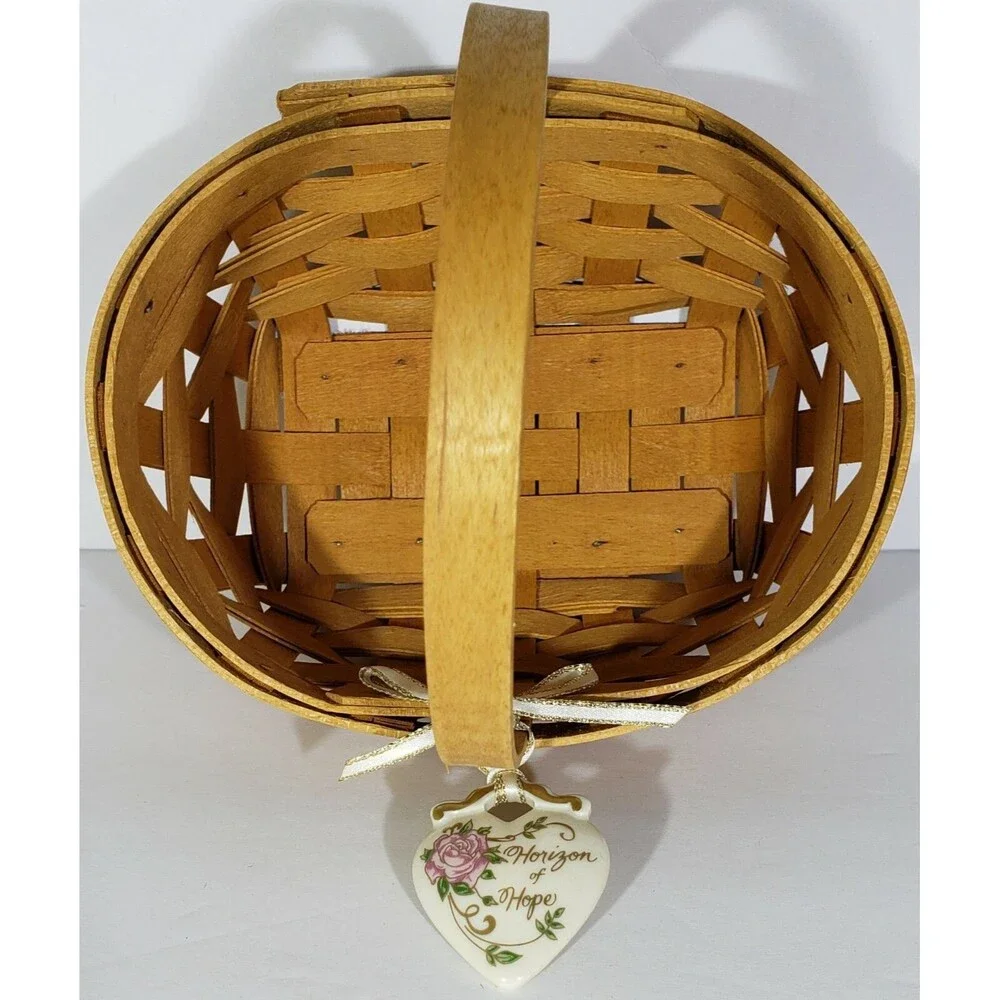 1999 Longaberger Horizon Of Hope Basket Set W/ Liner Protector Lid Tie On